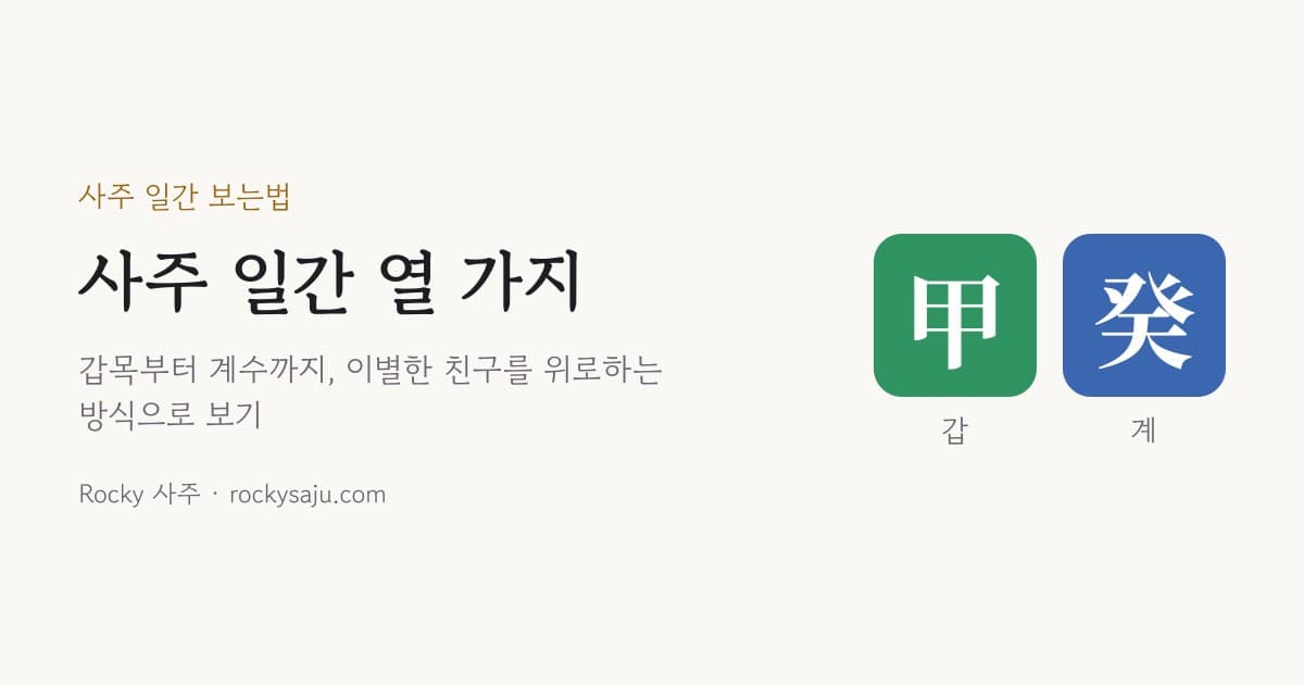 사주 일간 보는법, 갑목부터 계수까지 열 가지 성격